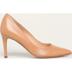 Solo Femme - Szpilki skórzane. Pomarańczowe szpilki Solo Femme, bez wzorów, ze skóry, bez obcasa, na obcasie, bez zapięcia. Za 339,90 zł.