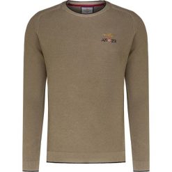 Sweter AERONAUTICA MILITARE. Brązowe swetry męskie Aeronautica Militare, bez wzorów, z wełny, bez kołnierzyka, bez kaptura. W wyprzedaży za 399,00 zł.