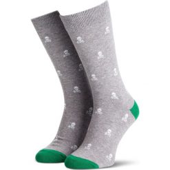 Skarpety Wysokie Męskie DOTS SOCKS - DTS-SX-063-X Szary. Szare skarpetki męskie Dots Socks, bez wzorów, z elastanu. Za 19,90 zł.