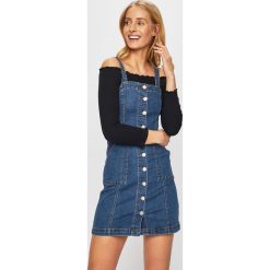 Tally Weijl - Sukienka jeansowa. Niebieskie sukienki damskie TALLY WEIJL, na co dzień, bez wzorów, z elastanu, casualowe, z dekoltem karo, bez rękawów, mini, proste. W wyprzedaży za 99,90 zł.