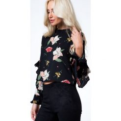 Bluzki damskie: Bluzka w kwiaty czarna 21929