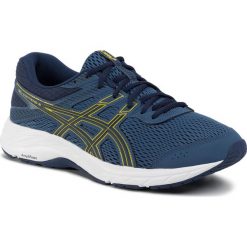 Buty ASICS - Gel-Contend 6 1011A667 Grand Shark/Vibrant Yellow 400. Niebieskie buty sportowe męskie Asics, ze skóry ekologicznej, bez zapięcia, do biegania. Za 279,00 zł.