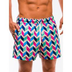 Kąpielówki męskie W152 - beżowe/niebieskie. Brązowe kąpielówki męskie Ombre Clothing, s, bez wzorów. Za 24,99 zł.
