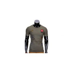 T-shirty męskie: T-SHIRT MĘSKI Z NADRUKIEM S818 – KHAKI