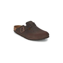 Chodaki Birkenstock BOSTON. Pomarańczowe klapki damskie Birkenstock, bez wzorów, bez obcasa. Za 373,20 zł.