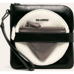 Karl Lagerfeld - Saszetka skórzana. Czarne nerki damskie KARL LAGERFELD, z aplikacjami, ze skóry, małe, z aplikacjami. Za 899,90 zł.