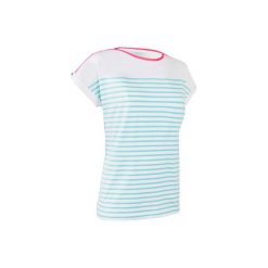 Koszulka żeglarska krótki rękaw Adventure 100 damska. Białe t-shirty damskie marki TRIBORD, s, z bawełny. Za 49,99 zł.