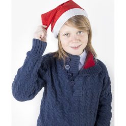 Sweter. Niebieskie swetry chłopięce Winter Time, bez wzorów, bez kołnierzyka. Za 76,90 zł.