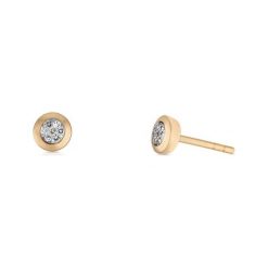 Złote Kolczyki - złoto 585, Diament 0,05ct. Żółte kolczyki damskie W.KRUK, z diamentem, złote. Za 1090,00 zł.