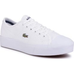 Trampki LACOSTE - Ziane Plus Grand 120 2 Cfa 7-39CFA0021042 Wht/Nvy. Białe półbuty damskie Lacoste, bez wzorów, z gumy, bez zapięcia. W wyprzedaży za 279,00 zł.