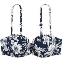 Biustonosz bikini "Haiti" w kolorze granatowo-białym. Białe biustonosze bardotka Dorina. W wyprzedaży za 34,95 zł.