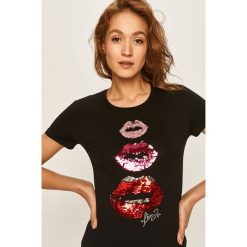 Liu Jo - T-shirt. Czarne bluzki damskie Liu Jo, s, z aplikacjami, z elastanu, z okrągłym kołnierzem. W wyprzedaży za 259,90 zł.