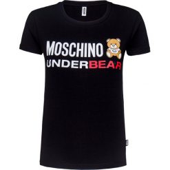 T-shirt MOSCHINO UNDERWEAR Print|Czarny. Czarne t-shirty damskie marki Moschino Underwear, z nadrukiem, z bawełny, z okrągłym kołnierzem. Za 259,00 zł.