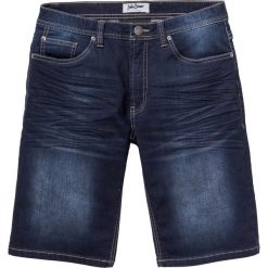 Bermudy dresowe w optyce dżinsu Regular Fit bonprix ciemnoniebieski. Niebieskie spodenki i szorty męskie bonprix, m, bez wzorów, z dzianiny. Za 89,99 zł.