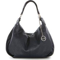 Shopper bag damskie: Skórzana torebka w kolorze granatowym – 35 x 28 x 15 cm