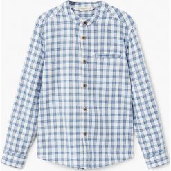Mango Kids - Koszula dziecięca Mao2 104-164 cm. Szare koszule męskie w kratę marki Mango Kids, z bawełny, ze stójką, z długim rękawem. W wyprzedaży za 45,90 zł.