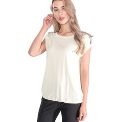 Tom Tailor Top Biały. Białe bluzki damskie Tom Tailor, s, bez wzorów, z elastanu, bez kołnierzyka. Za 154,95 zł.