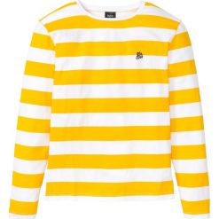 Shirt z długim rękawem, w paski bonprix szafranowo-biały w paski. Żółte koszulki męskie bonprix, s, w paski, bez kołnierzyka, z długim rękawem, długie. Za 54,99 zł.