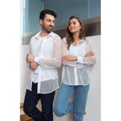 Męska koszula z siatki w komplecie z Tank Topem. Białe koszule męskie Veva, m, z bawełny. Za 69,00 zł.