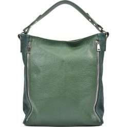 Shopper bag damskie: Skórzana torebka w kolorze zielonym – (S)35,5 x (W)42 x (G)14 cm