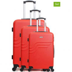 Walizki (3 szt.) "Queens" w kolorze czerwonym. Czerwone walizki American Travel, z materiału. W wyprzedaży za 434,95 zł.