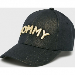 Tommy Hilfiger - Czapka. Czarne czapki z daszkiem damskie TOMMY HILFIGER, z bawełny. Za 179,90 zł.