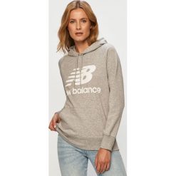 New Balance - Bluza. Szare bluzy damskie New Balance, s, z nadrukiem, z bawełny, bez rękawów, z kapturem. Za 269,90 zł.