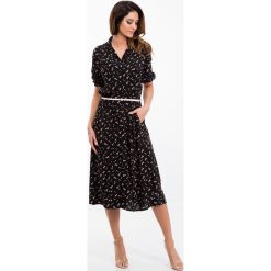 Czarna sukienka z paskiem 21609. Czarne sukienki marki Fasardi, m. Za 89,00 zł.