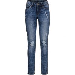 Dżinsy SKINNY bonprix ciemnoniebieski. Niebieskie jeansy damskie bonprix, z jeansu. Za 109,99 zł.
