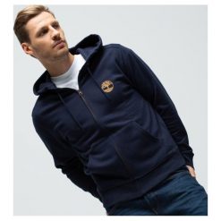 Timberland Bluza Core Tree Logo Full Zip Hoodie , granatowy, rozmiar L. Niebieskie bluzy męskie Timberland, m, bez wzorów, z bawełny, eleganckie, z kapturem, bez rękawów, bez kaptura. W wyprzedaży za 319,99 zł.