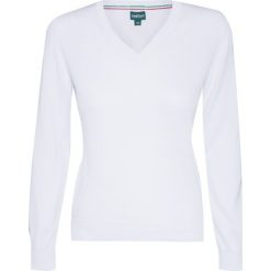 Sweter CHERVO Biały. Białe swetry damskie marki Chervo, bez wzorów, z bawełny, eleganckie, z krótkim rękawem, krótkie, bez kaptura. W wyprzedaży za 132,00 zł.