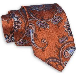 Miedziany Krawat w Kwiaty - Chattier KRCH1147. Pomarańczowe krawaty męskie Chattier, w kwiaty, z tkaniny, eleganckie. Za 40,00 zł.