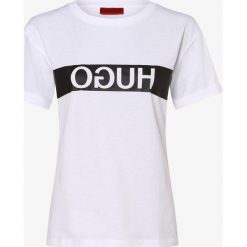 HUGO - T-shirt damski – Datina, biały. Białe t-shirty damskie HUGO, m, z napisami, z bawełny, bez kołnierzyka. Za 279,95 zł.