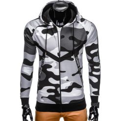 Bluzy męskie: BLUZA MĘSKA Z KAPTUREM B775 – CZARNA/MORO