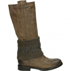 Kozaki - 10549 CRO TAU. Brązowe buty zimowe damskie Venezia, ze skóry. Za 399,00 zł.