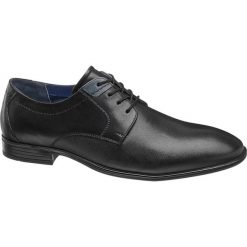 Półbuty męskie AM SHOE czarne. Czarne buty wizytowe męskie AM SHOE, bez wzorów, ze skóry, na sznurówki. Za 159,90 zł.