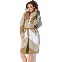 Kardigan z kołnierzem LSG125 -capucino-latte. Białe swetry damskie Lemoniade, bez wzorów, eleganckie, bez rękawów, bez kaptura. Za 210,00 zł.