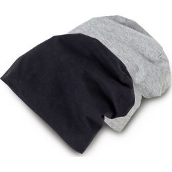Czapka "Beanie" z dżerseju (2 szt.) bonprix czarny + szary. Czarne czapki męskie marki bonprix, z nadrukiem, z materiału. Za 17,98 zł.
