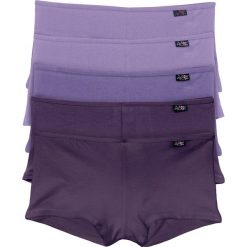 Figi "french" (5 par) bonprix ciemny lila + lila + bez. Fioletowe figi marki FOUGANZA, z bawełny. Za 44,95 zł.