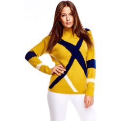 Sweter z golfem żółty. Żółte swetry damskie N/A, bez wzorów, z wełny, bez rękawów. Za 135,66 zł.
