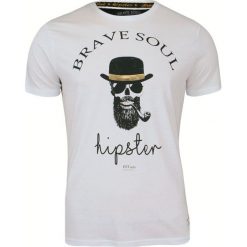Biały T-Shirt męski (koszulka) - Brave Soul - Hipster z Fajką w Kapeluszu TSBRSSS18MIDASwhiteblack. Białe koszulki męskie Brave Soul, m, z nadrukiem, z tkaniny, casualowe, bez kołnierzyka, bez rękawów. Za 39,00 zł.