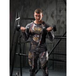 Rashguard długi rękaw SAMURAI. Koszulki męskie FJ!, m, z nadrukiem, z elastanu, bez kołnierzyka, z długim rękawem, długie. W wyprzedaży za 156,75 zł.