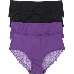 Figi "panty" (4 pary) bonprix czarny/fioletowy. Czarne figi damskie marki bonprix, z koronki. Za 51,96 zł.