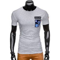 T-shirty męskie: T-SHIRT MĘSKI Z NADRUKIEM S876 – SZARY