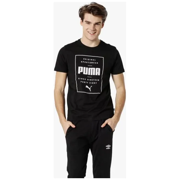 Puma Koszulka Ss Box Puma , czarny, rozmiar L. Czarne koszulki męskie Puma, m, bez wzorów, z bawełny, bez kołnierzyka, bez rękawów. Za 89,99 zł.