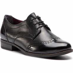 Oxfordy TAMARIS - 1-23202-21 Blk Lea/Brush 030. Czarne jazzówki damskie Tamaris, z lakierowanej skóry, na płaskiej podeszwie. Za 239,90 zł.