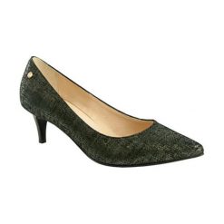 Buty ślubne damskie: Skórzane czółenka w kolorze ciemnozielonym