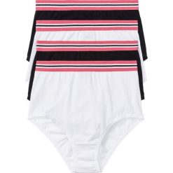 Figi z wysoką talią (4 pary) bonprix biały + czarny. Białe majtki damskie bonprix. Za 39,96 zł.