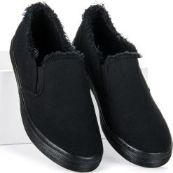Trampki damskie slip on: Czarne slipony MELANY