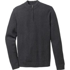 Sweter ze stójką z zamkiem bonprix antracytowy melanż. Szare swetry męskie bonprix, s, bez wzorów, z dzianiny, ze stójką, bez kaptura. Za 74,99 zł.